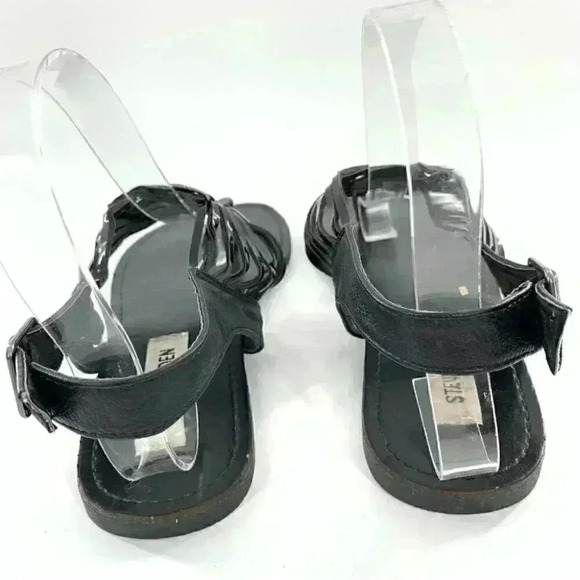 Steve Madden sandals 6.5 Starly black faux leather boho t-strap vintage y2k - Picture 7 of 13